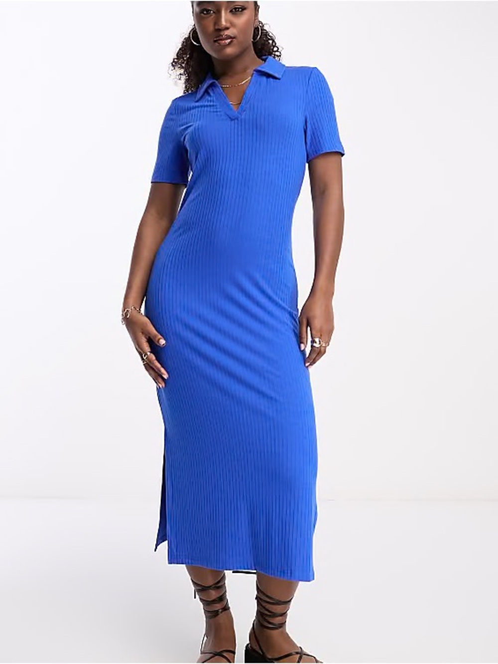 PIECES Blue Ribbed Maxi Dress Size Small Like New
